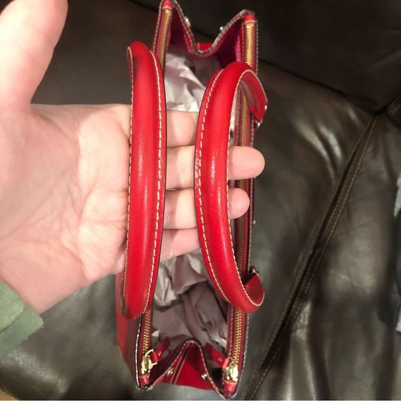 W KATE SPADE Large Red Leather Tote Briefcase Shoulder Bag with Three Sections - Picture 12 of 14